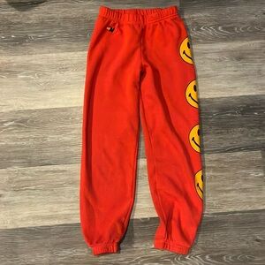 Red Smiley Face Aviator Nation Sweatpants